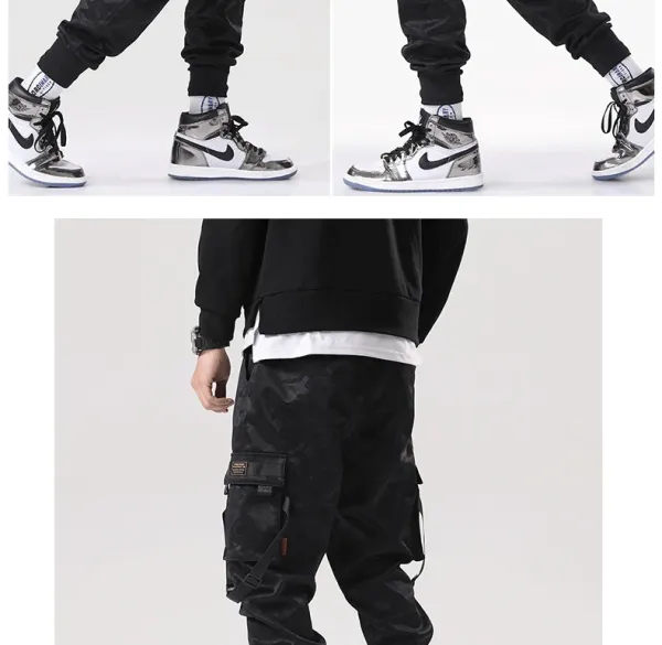 Design Cargo Pants Light Gray with Adjustable Straps and Utility Pockets - 15