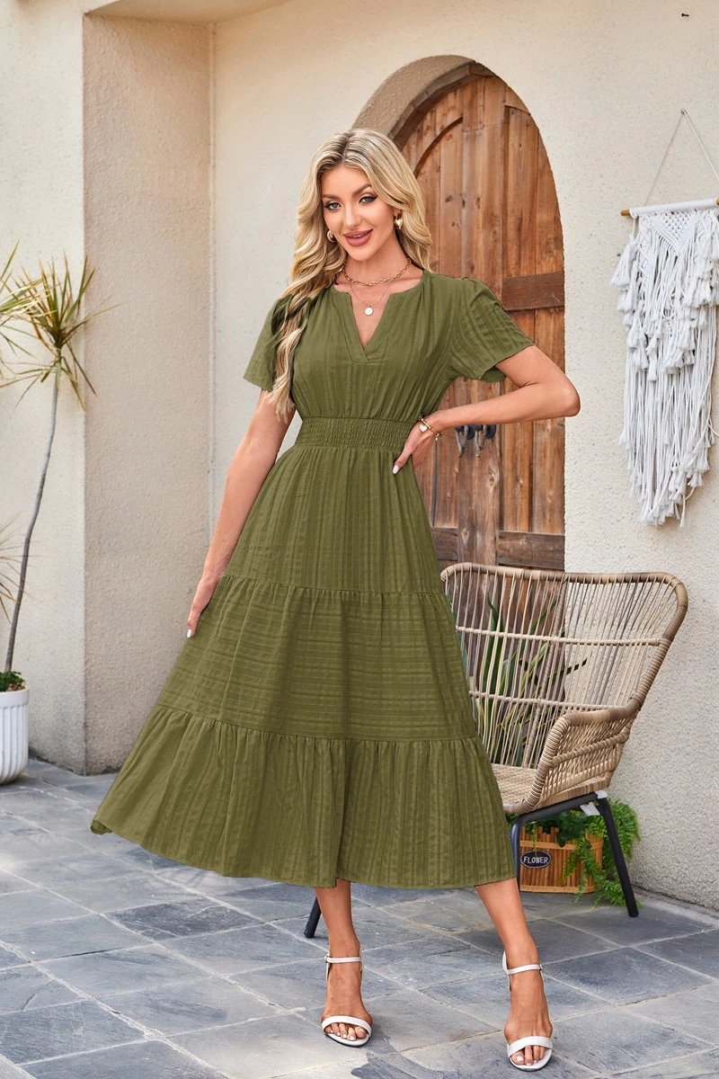 Design Tiered Ruffle Midi Dress Pink - 28
