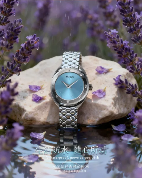 Design Belbi Women's Blue Dial Stainless Steel Watch with Scale-Link Bracelet Watches - 5