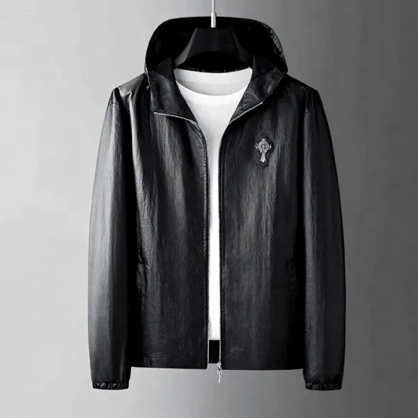 Chrome Hearts Cross Embroidered Hooded Windbreaker Black Outerwear - 3
