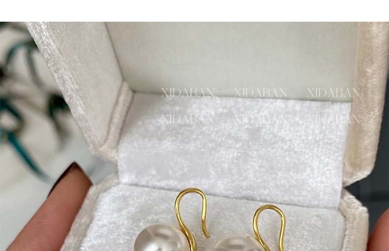 Design Pearl Drop Earrings Gray 10mm Jewelry - 23