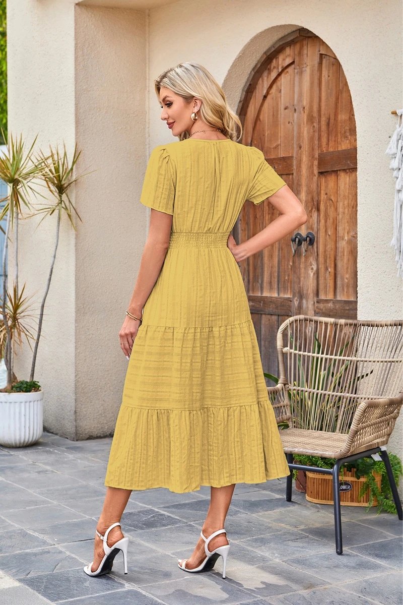 Design Tiered Ruffle Midi Dress Pink - 33