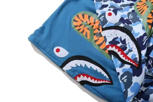 A Bathing Ape Shark Hoodie Army Green - 8