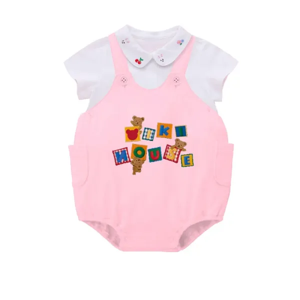 Design Mickey Mouse Block Print Pink Baby Romper Clothing - 9