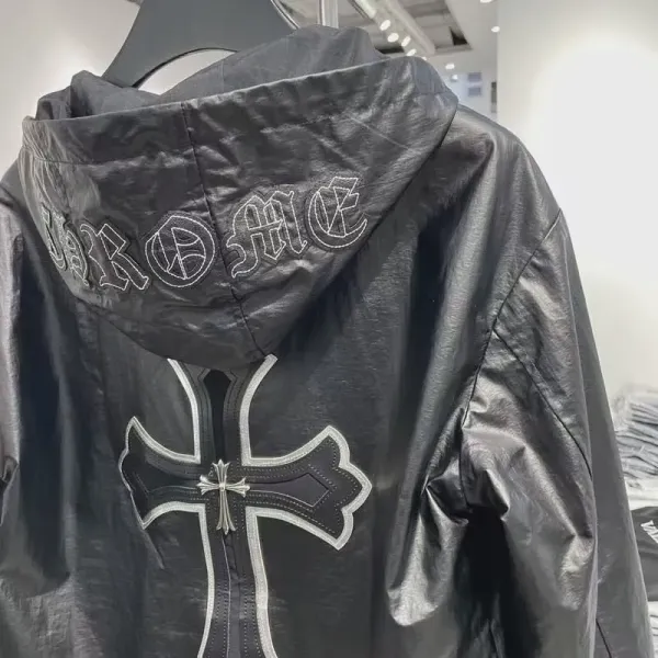 Chrome Hearts Cross Embroidered Hooded Windbreaker Black Outerwear - 6
