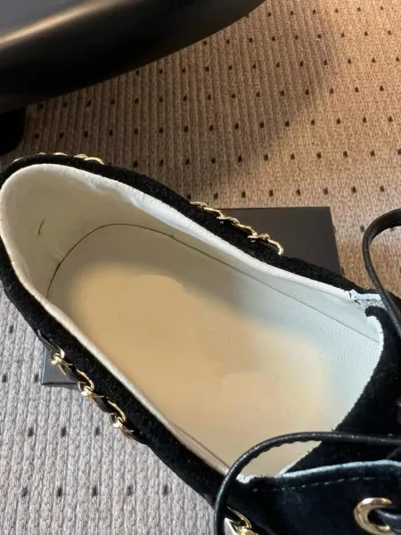Chanel Boat Shoes Light Blue Suede Two-Tone with Chain Detail - 20