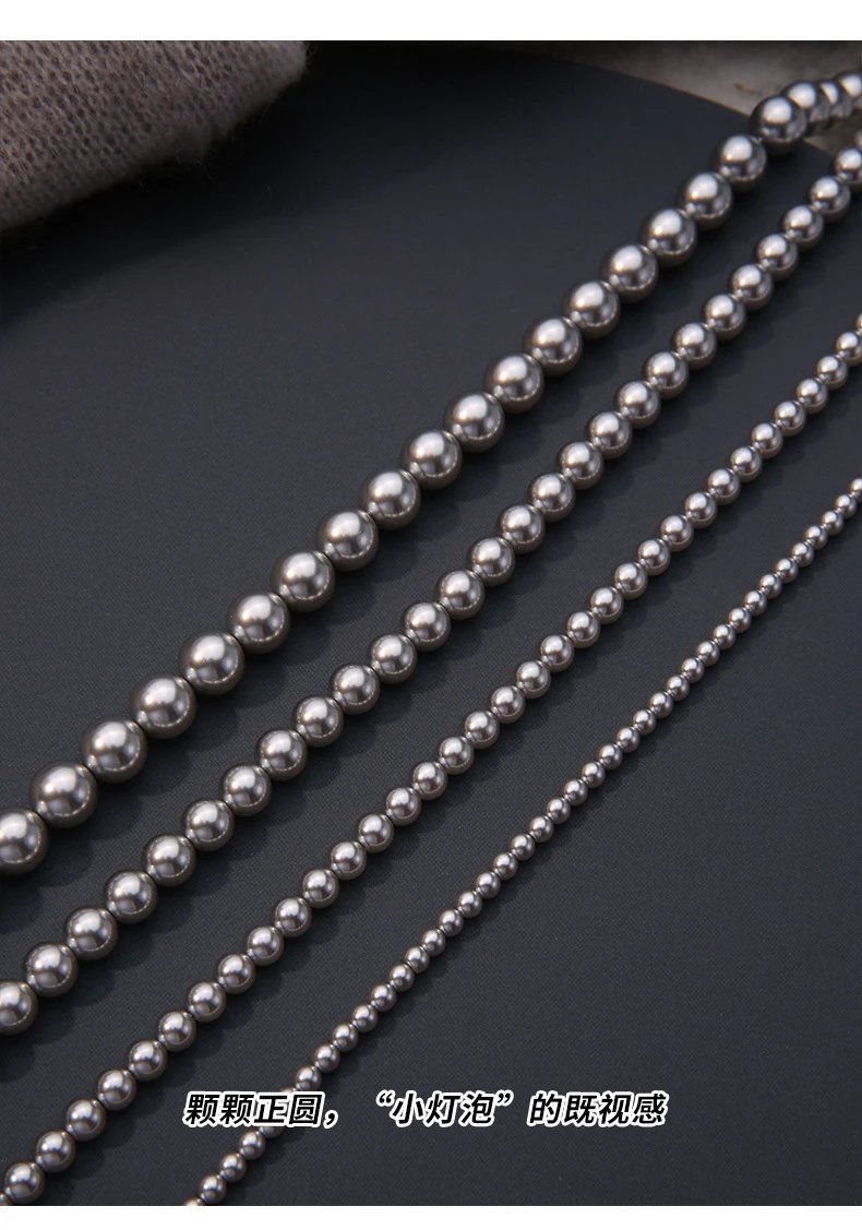 Design Pearl Bead Necklace Silver Gray Jewelry - 18