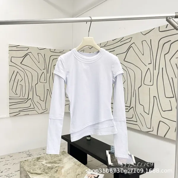 Design Layered Long Sleeve T-Shirt White - 1