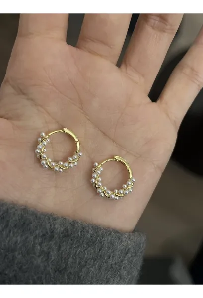 Design Pearl-Adorned Hoop Earrings Silver Jewelry - 7