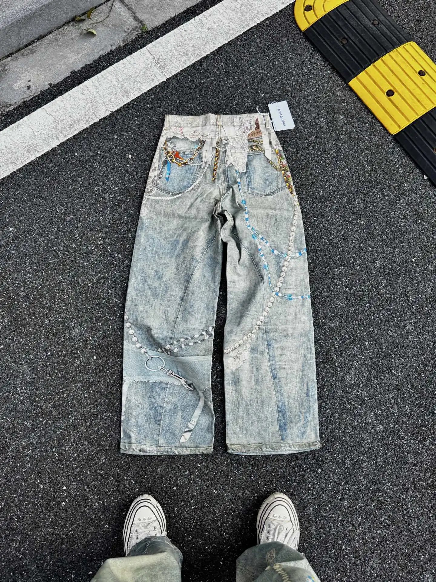 Denim Tears Distressed Print Wide-Leg Jeans Multicolor - 26
