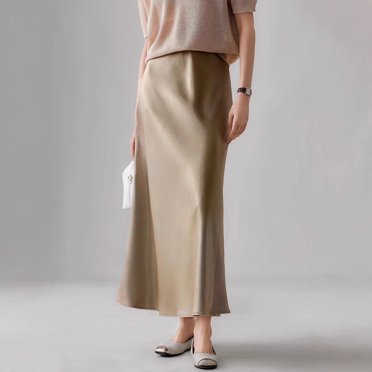 Satin Maxi Skirt Black Slip Style