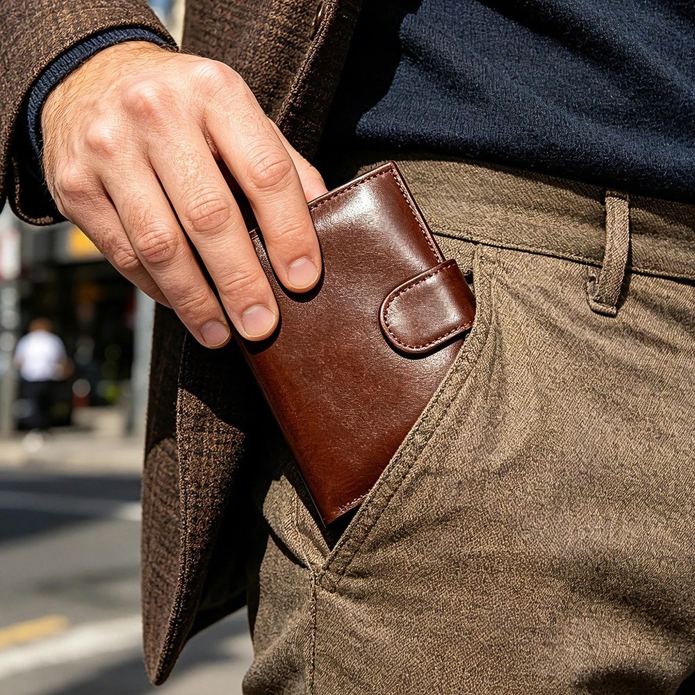 Premium Leather Brown Bifold Wallet Classic