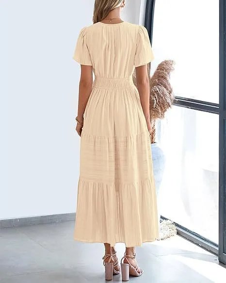 Design Tiered Ruffle Midi Dress Pink - 45