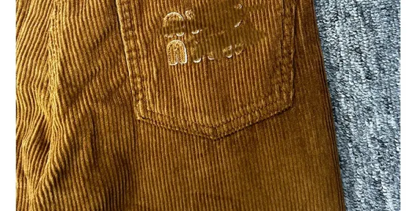 Design Corduroy Wide-Leg Trousers in Mustard Brown Pants - 23
