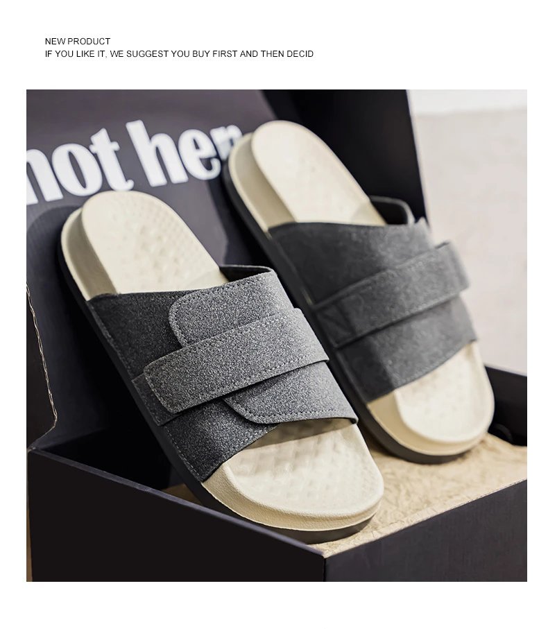 Design Two-Strap Slide Sandals Beige and Black Slippers - 23