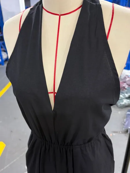 Design Halter Neck Wide-Leg Jumpsuit Black Dress - 8