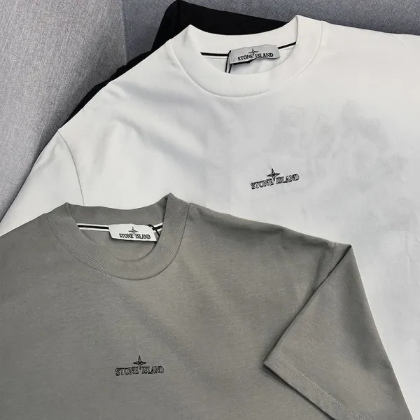 Stone Island Logo Patch T-Shirt White, Gray, Black - 12