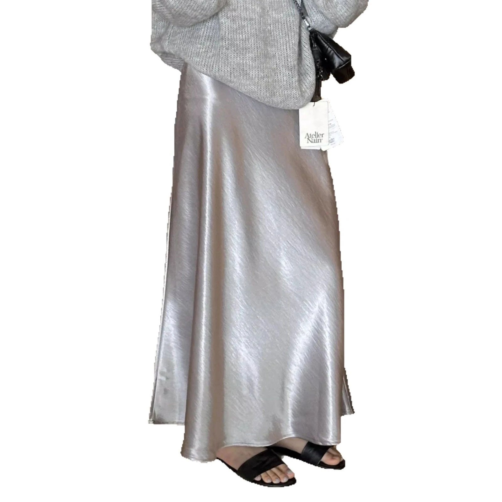 Satin Maxi Skirt Black Slip Style
