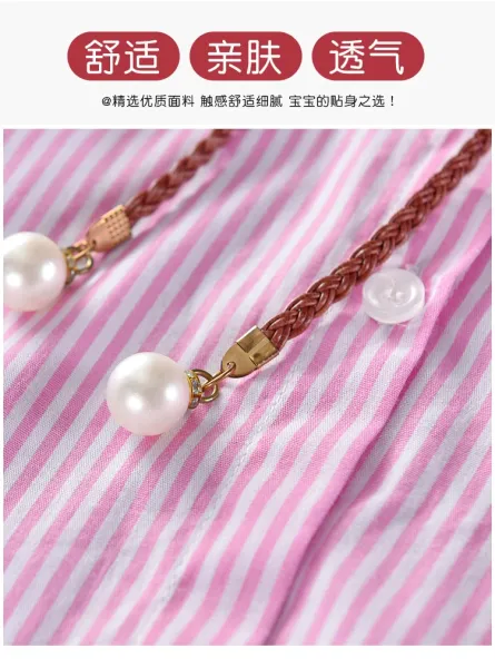 Design Pink Stripe Shirt Dress with Pearl-Tipped Belt - 3