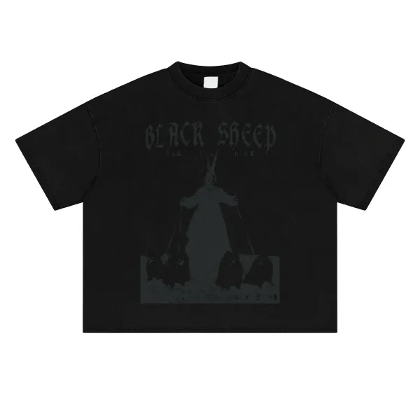 Art That Kills Black Sheep Graphic Cropped T-Shirt Black - 1