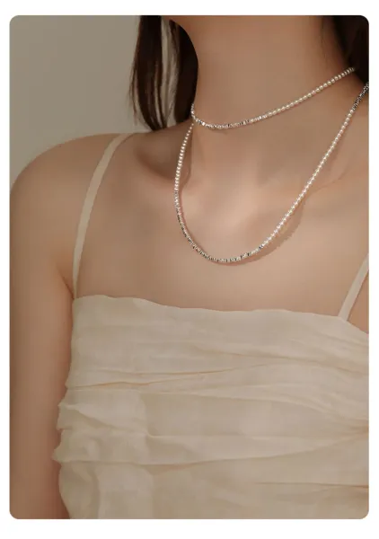 Design Pearl Chain Necklace with Magnetic, Yuanbao, and PAT Clasps Silver Jewelry - 13