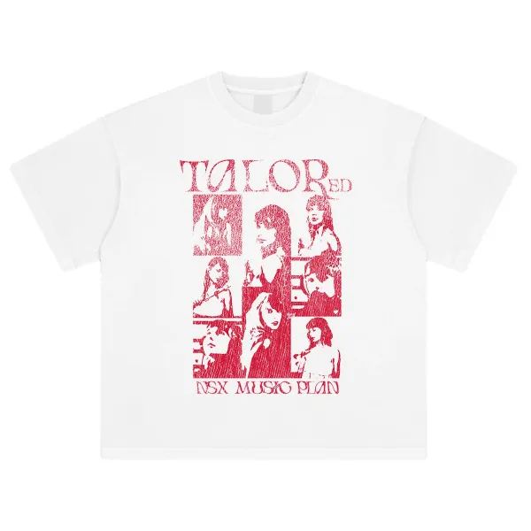 Design NSX Music Plan Talored Red Graphic T-Shirt White T-Shirts - 1