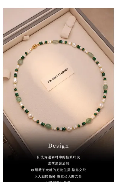 Design Pearl and Green Stone Beaded Bracelet Jewelry - 3