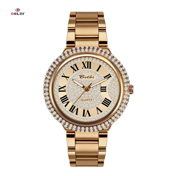 Design Belbi Crystal-Encrusted Roman Numeral Quartz Watch Silver Watches - 18