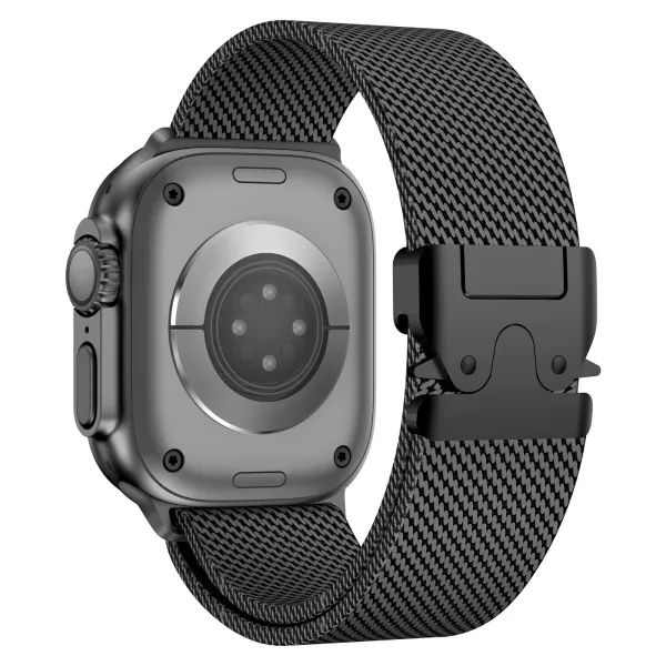 Apple Milanese Loop Watch Band Black and Silver Smartwatch Strap Smartwatches - 24