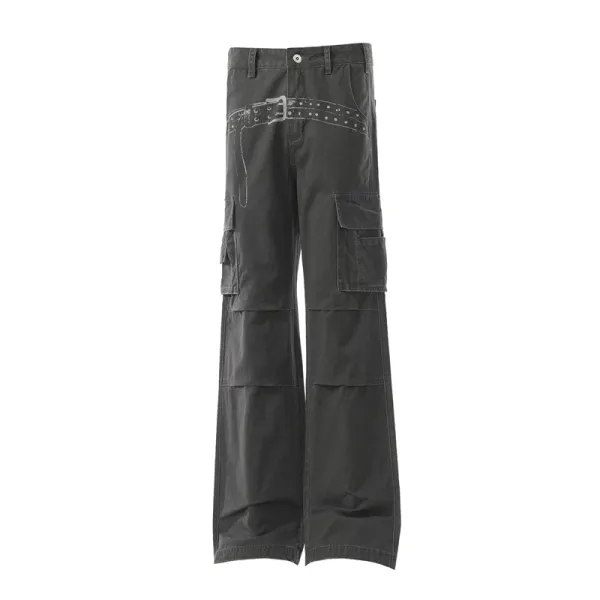 Design Cargo Pants Light Blue Wide-Leg - 13
