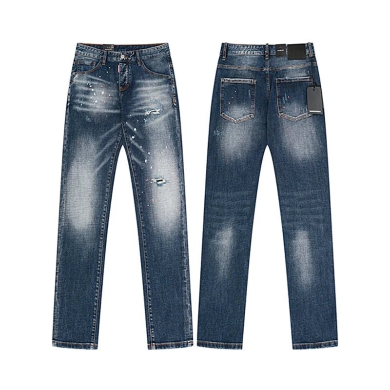 Distressed Denim Jeans Blue Black Washed Ripped Style