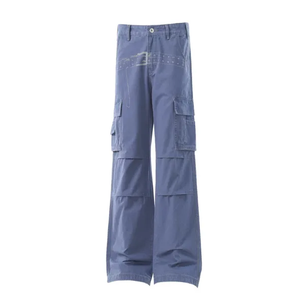 Design Cargo Pants Light Blue Wide-Leg - 16