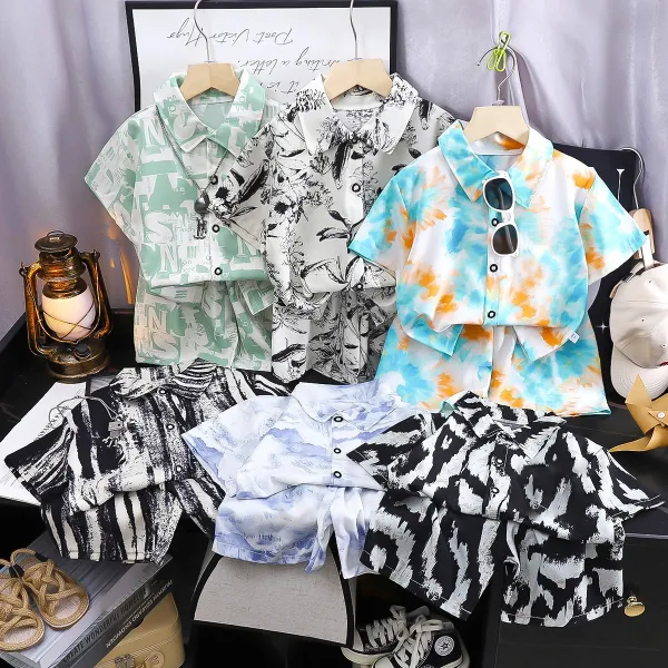 Design DARKWILL Bear Print Short-Sleeve Shirt and Shorts Set Multicolor Sets - 3