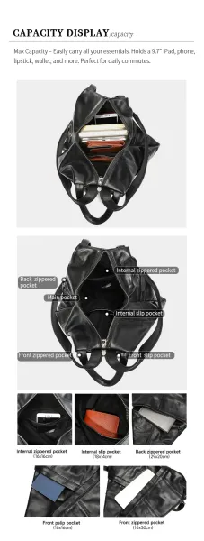Design Leather Drawstring Backpack Black - 6