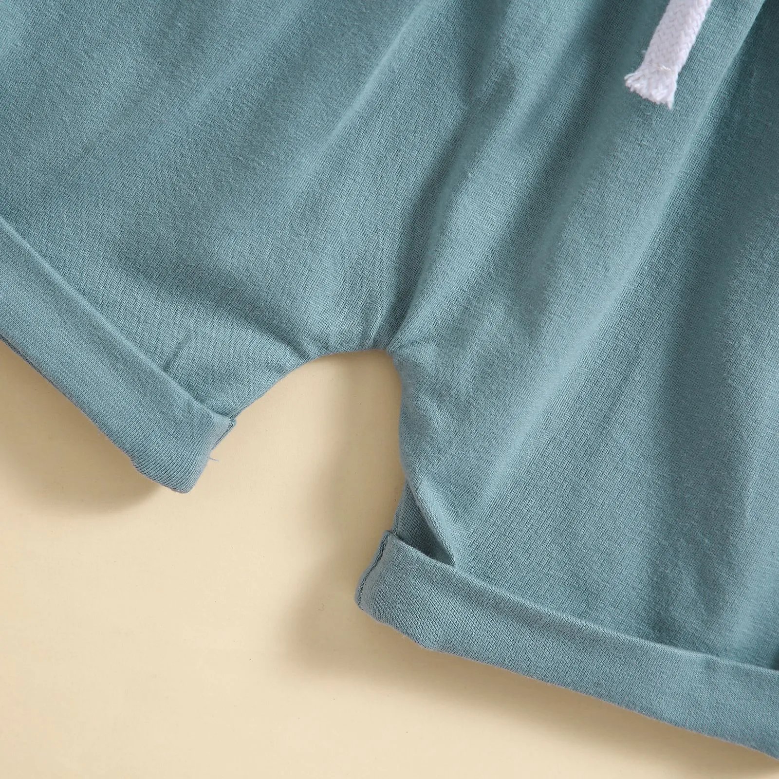 Design Solid Sage Green Baby Set: Short-Sleeve T-Shirt + Drawstring Shorts - 19