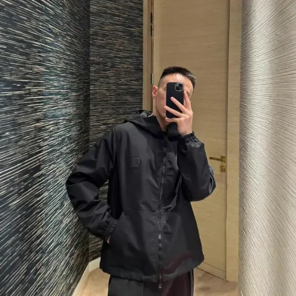 Design Windbreaker Jacket Black Outerwear - 3