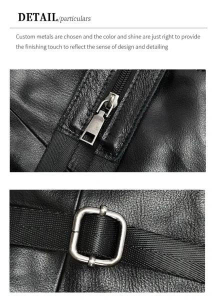 Design Leather Drawstring Backpack Black - 9