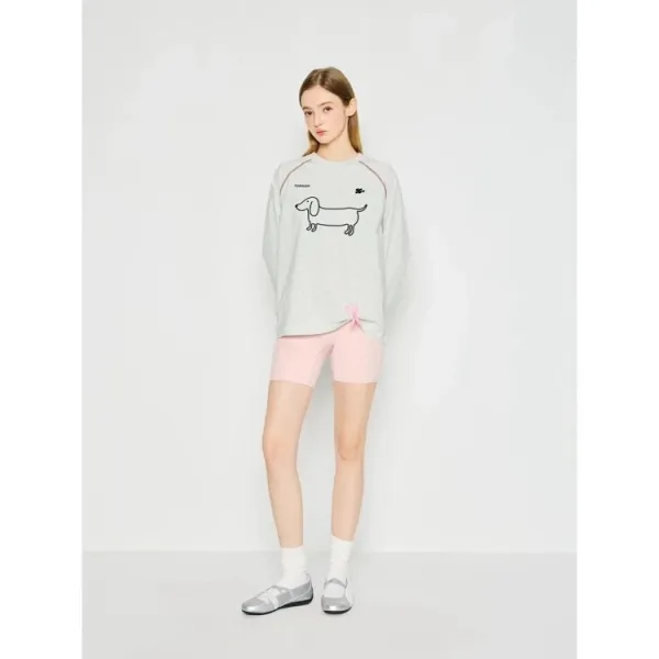 Design Dachshund Print Long-Sleeve Tee Gray T-Shirts - 8