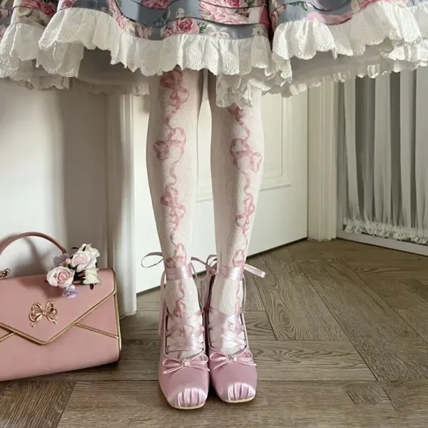 Design Ballet-Inspired Satin Mary Janes Pink Heels - 12