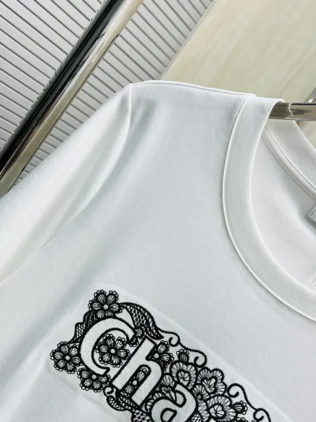 Chanel Lace-Embellished 'Chan' Logo Black T-Shirt - 7