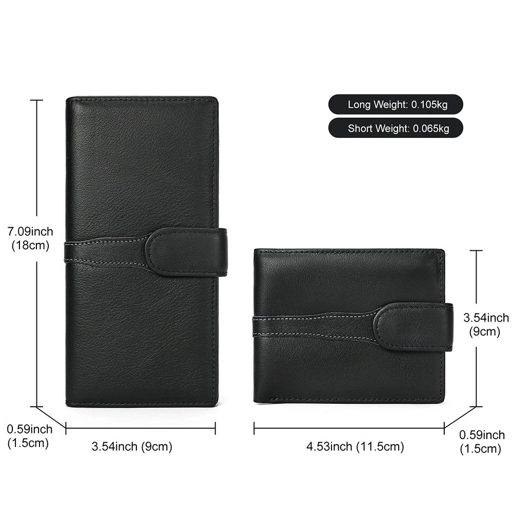 Leather Bifold Wallet Black Classic Style