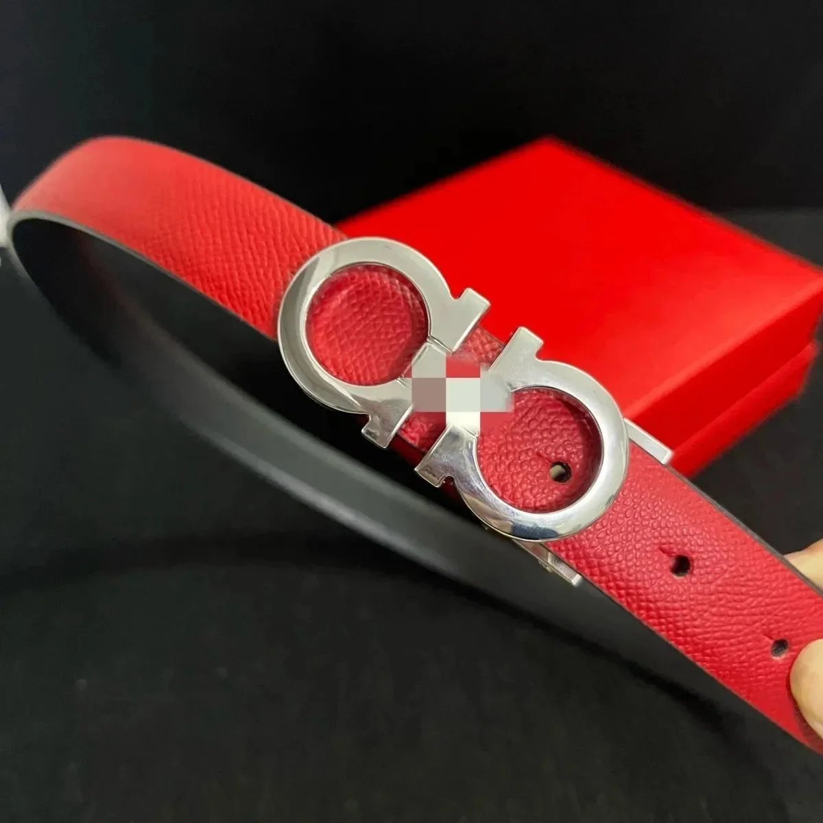Red silver buckle