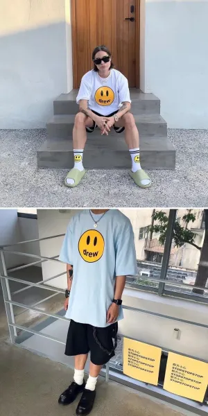Drew House Smiley Face Logo T-Shirt Blue - 12