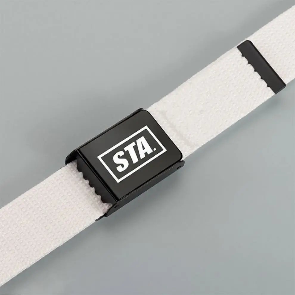 Stone Island Canvas Belt Beige with Black Compass Buckle - 9