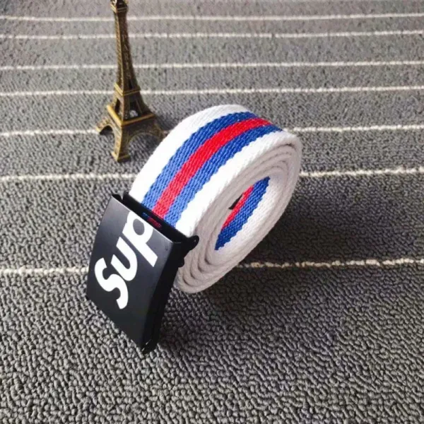 Supreme Stripe Canvas Belt White / Red / Blue - 1