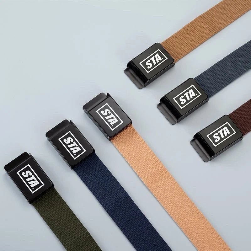 Stone Island Canvas Belt Beige with Black Compass Buckle - 3