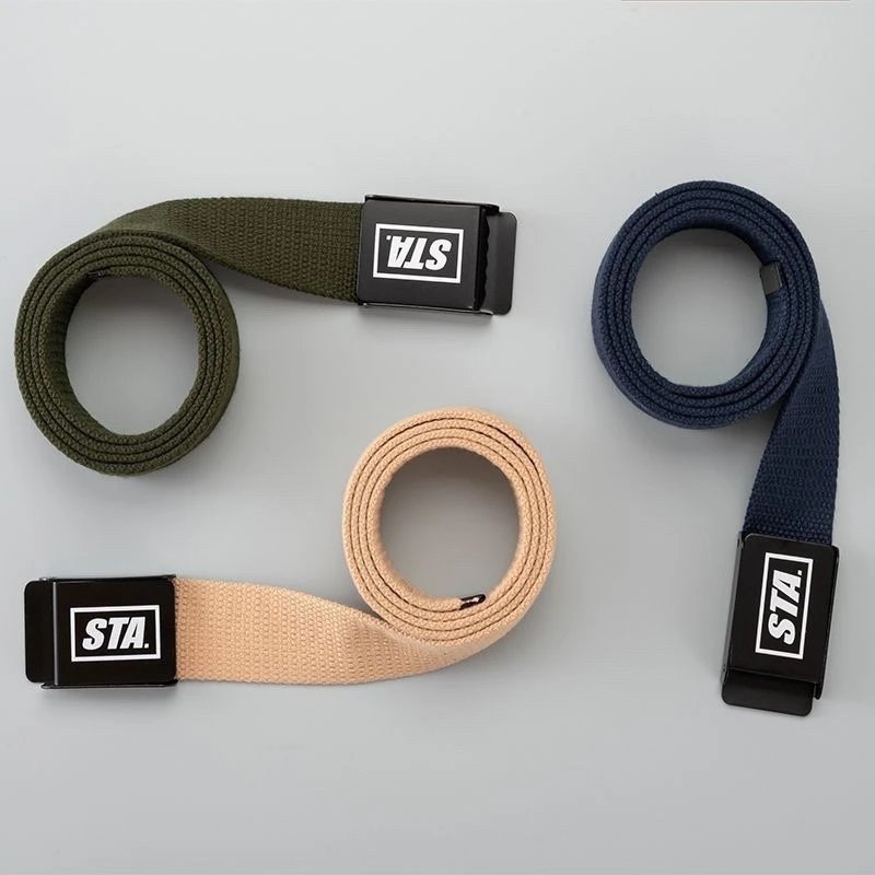 Stone Island Canvas Belt Beige with Black Compass Buckle - 6