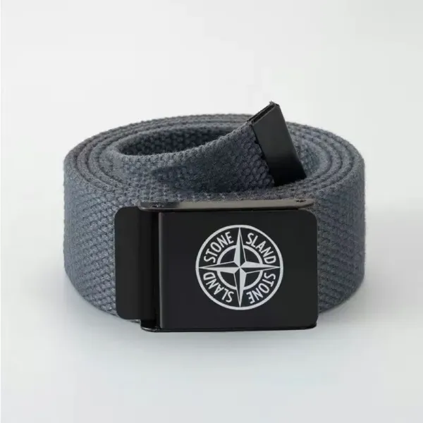 Stone Island Compass Logo Canvas Belt Gray - 1