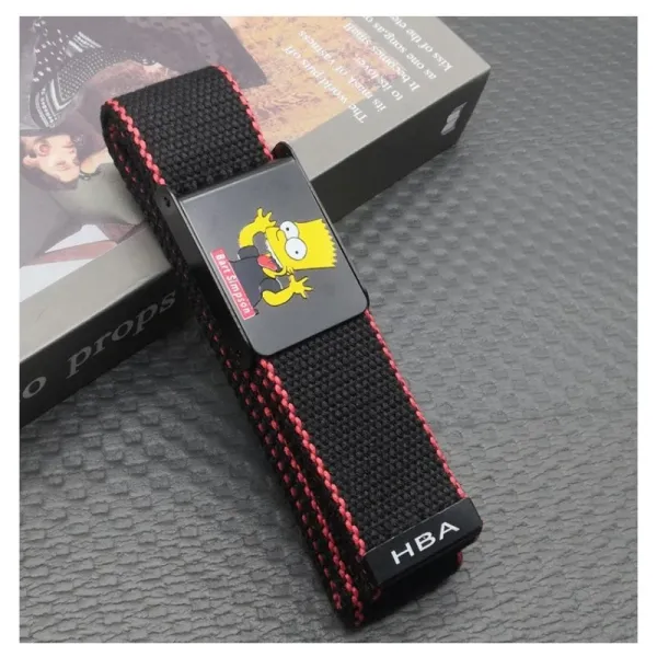 hA. HBA x The Simpsons Bart Simpson Canvas Belt Black / Red Belts - 1