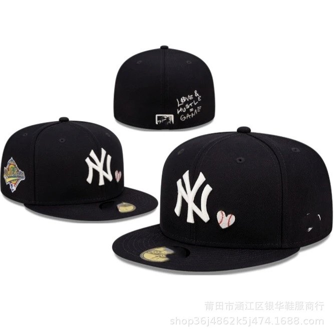 [DX64] Sombrero de béisbol completamente cerrado Hip Hop Yankees Sombrero plano cerrado